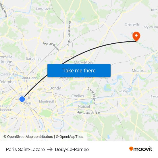 Paris Saint-Lazare to Douy-La-Ramee map