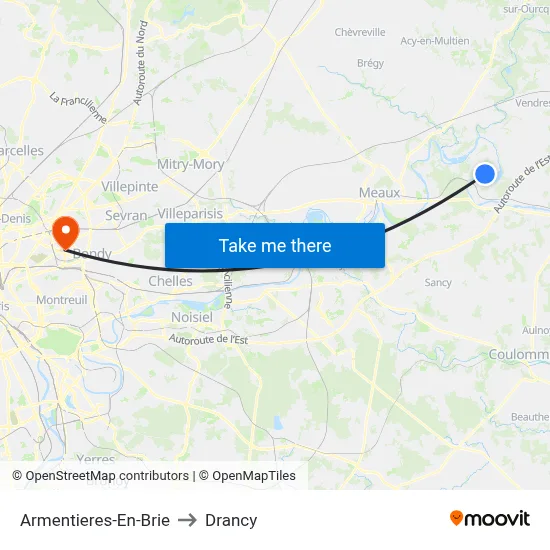 Armentieres-En-Brie to Drancy map