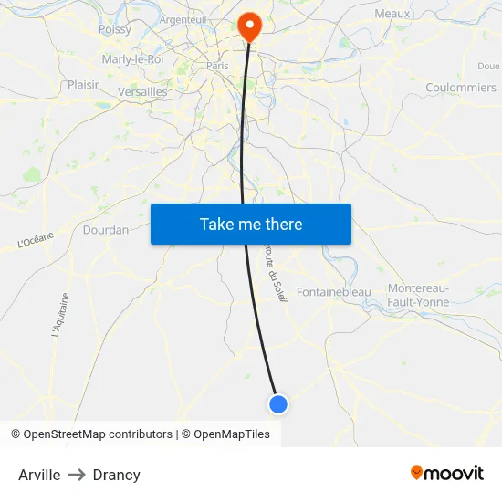 Arville to Drancy map