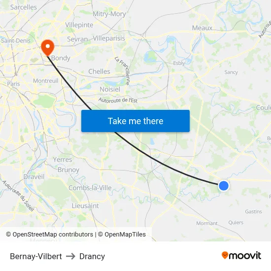 Bernay-Vilbert to Drancy map