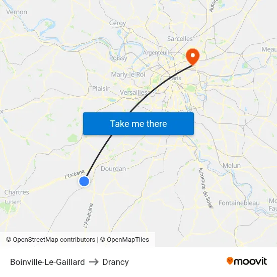 Boinville-Le-Gaillard to Drancy map