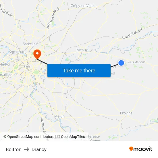 Boitron to Drancy map