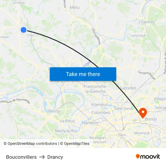 Bouconvillers to Drancy map