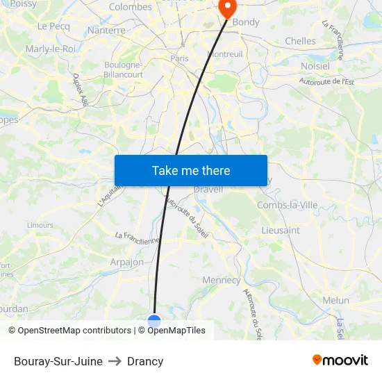 Bouray-Sur-Juine to Drancy map