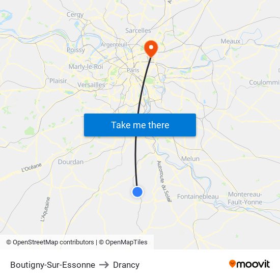 Boutigny-Sur-Essonne to Drancy map