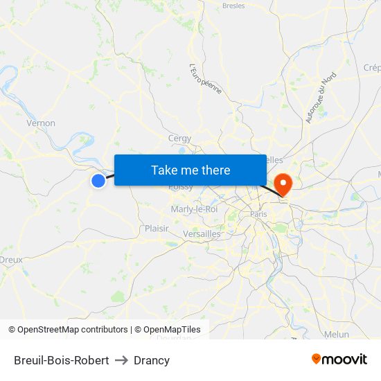 Breuil-Bois-Robert to Drancy map
