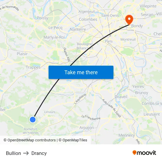 Bullion to Drancy map