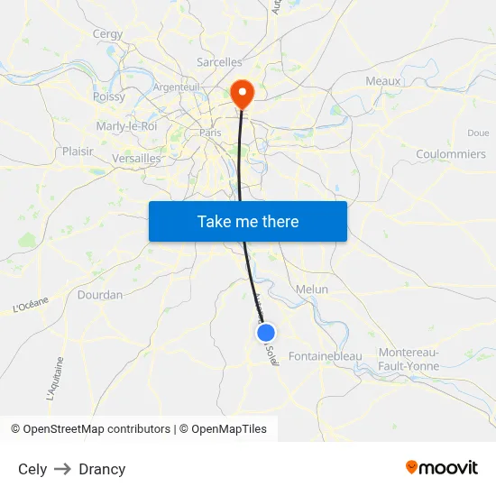 Cely to Drancy map