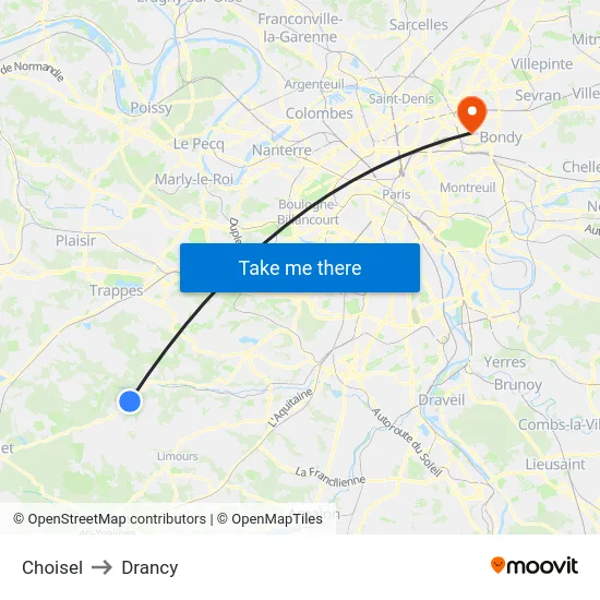 Choisel to Drancy map