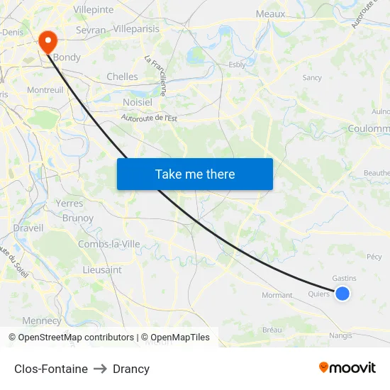 Clos-Fontaine to Drancy map