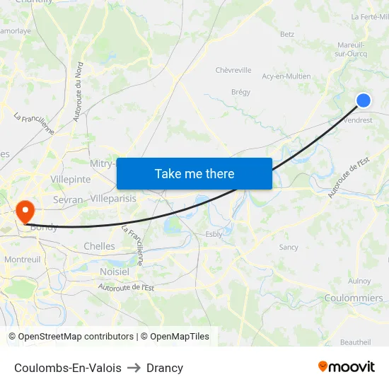 Coulombs-En-Valois to Drancy map