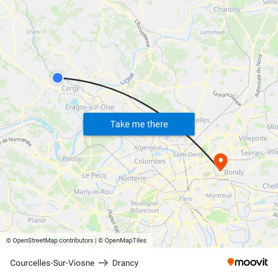 Courcelles-Sur-Viosne to Drancy map