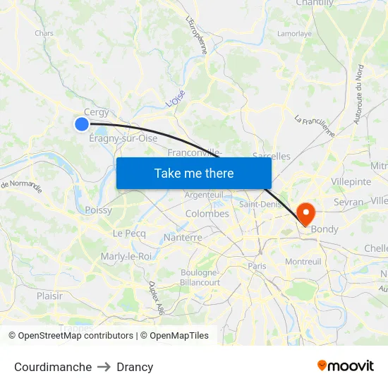 Courdimanche to Drancy map