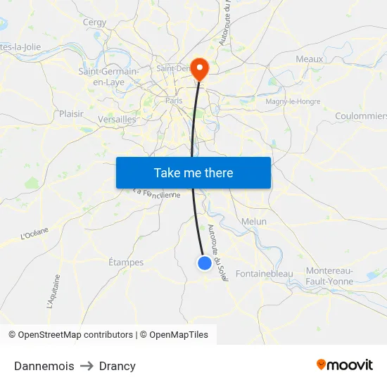 Dannemois to Drancy map