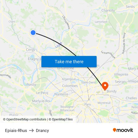 Epiais-Rhus to Drancy map