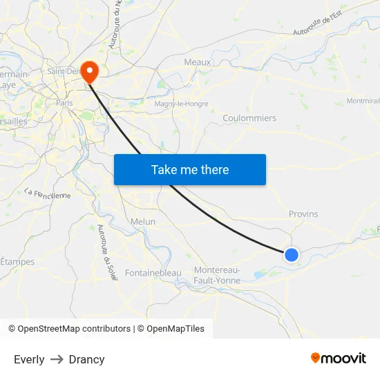 Everly to Drancy map