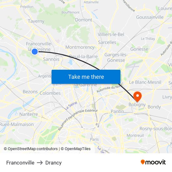 Franconville to Drancy map
