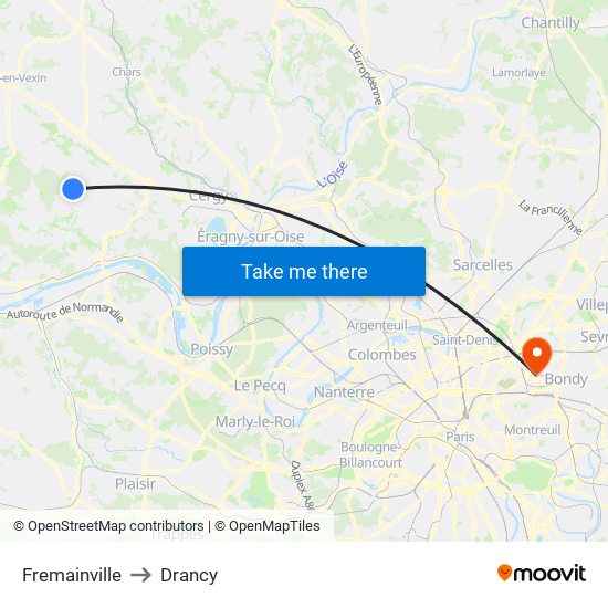 Fremainville to Drancy map