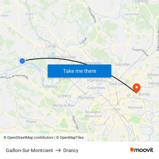 Gaillon-Sur-Montcient to Drancy map