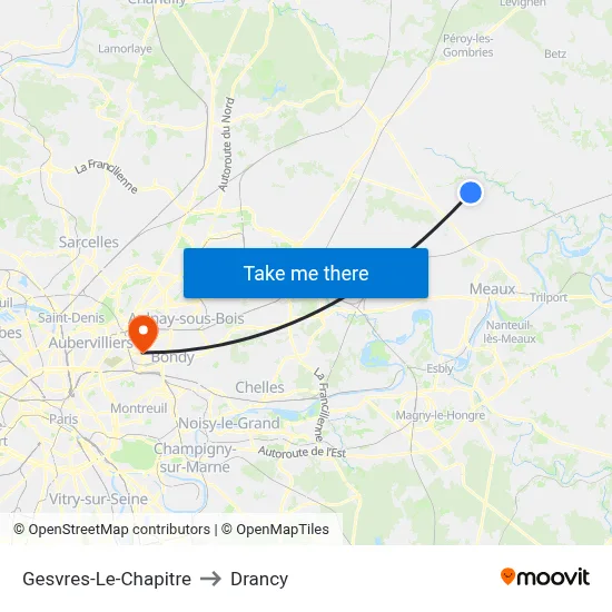 Gesvres-Le-Chapitre to Drancy map