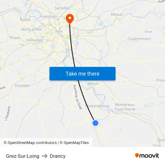 Grez-Sur-Loing to Drancy map
