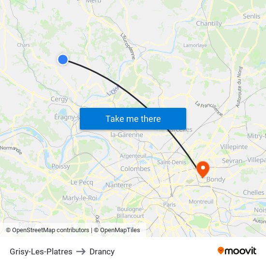 Grisy-Les-Platres to Drancy map