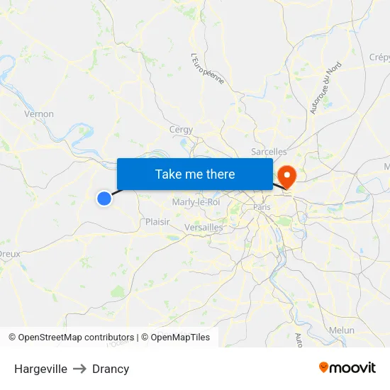 Hargeville to Drancy map