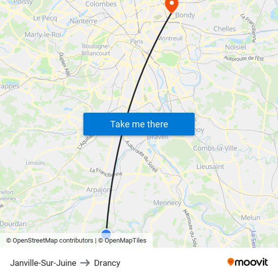 Janville-Sur-Juine to Drancy map