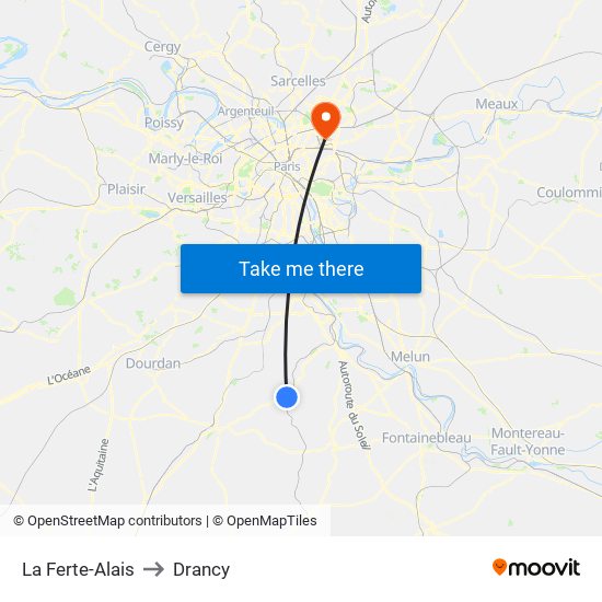 La Ferte-Alais to Drancy map
