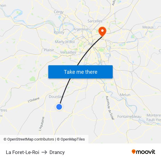 La Foret-Le-Roi to Drancy map