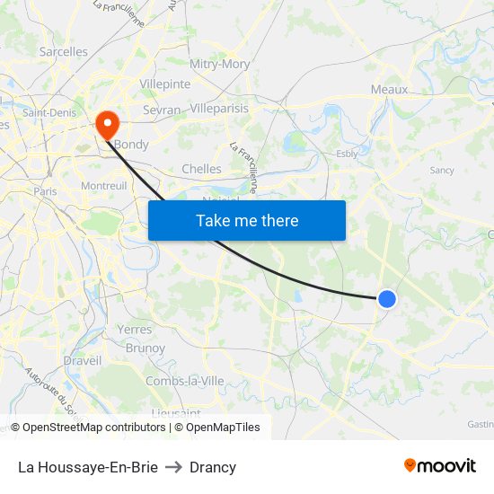 La Houssaye-En-Brie to Drancy map
