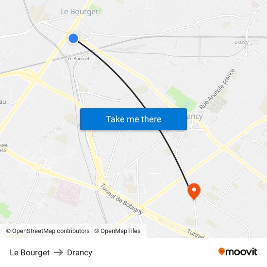 Le Bourget to Drancy map
