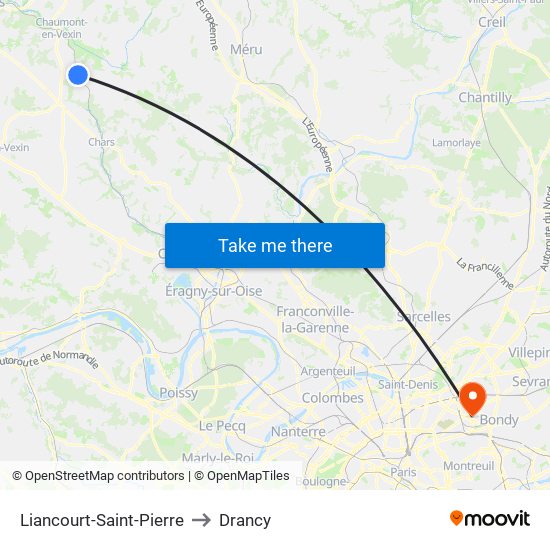 Liancourt-Saint-Pierre to Drancy map