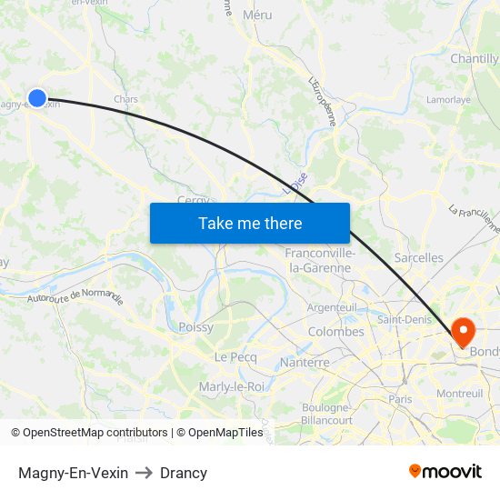 Magny-En-Vexin to Drancy map