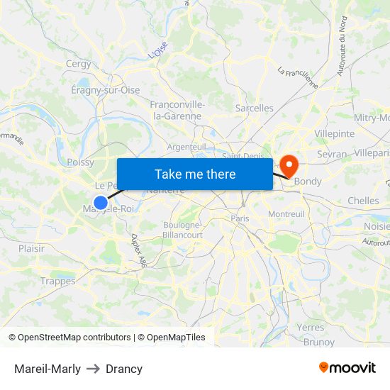 Mareil-Marly to Drancy map