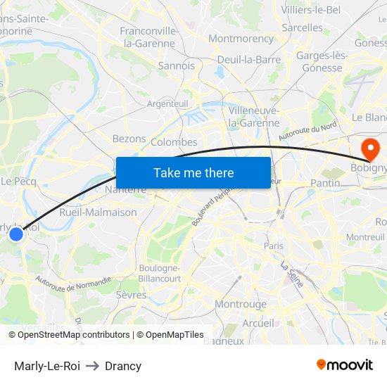 Marly-Le-Roi to Drancy map