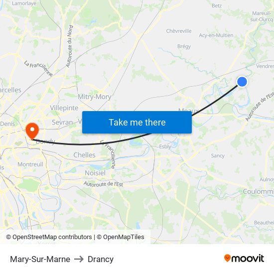 Mary-Sur-Marne to Drancy map