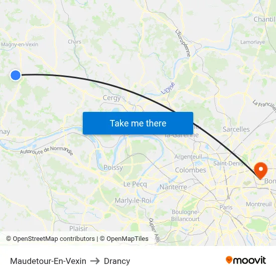 Maudetour-En-Vexin to Drancy map