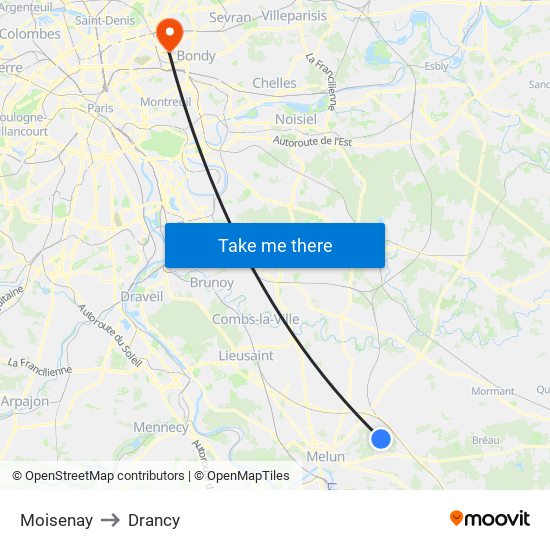 Moisenay to Drancy map