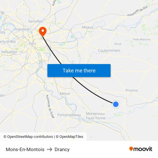 Mons-En-Montois to Drancy map