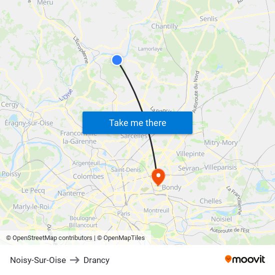 Noisy-Sur-Oise to Drancy map