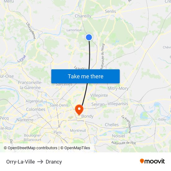 Orry-La-Ville to Drancy map