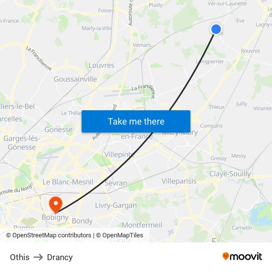 Othis to Drancy map
