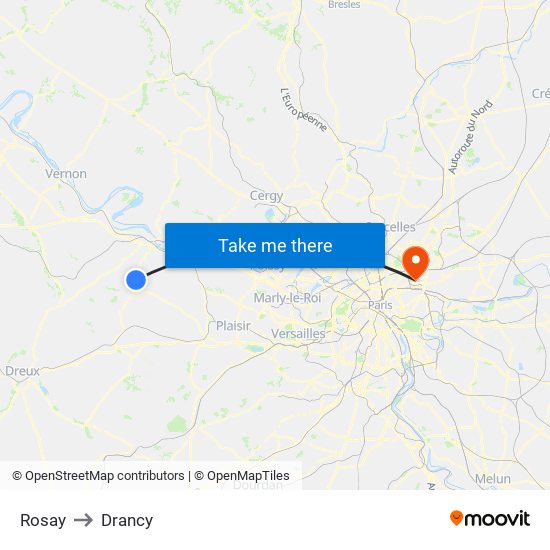 Rosay to Drancy map