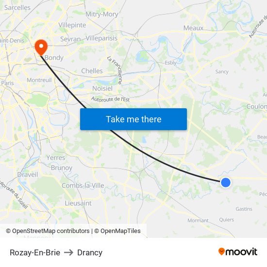 Rozay-En-Brie to Drancy map