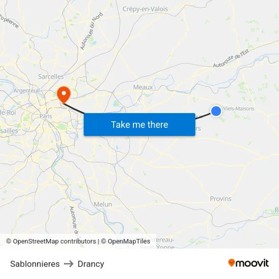 Sablonnieres to Drancy map