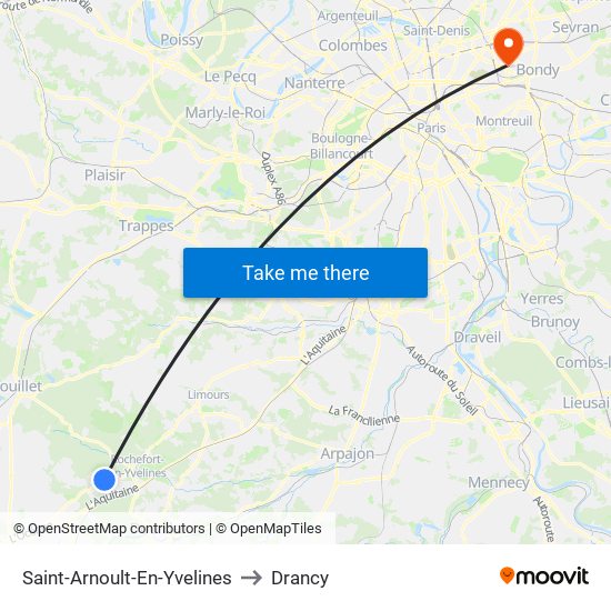 Saint-Arnoult-En-Yvelines to Drancy map
