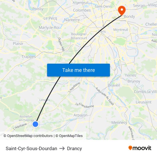 Saint-Cyr-Sous-Dourdan to Drancy map