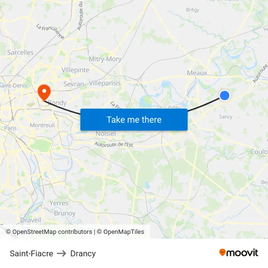 Saint-Fiacre to Drancy map