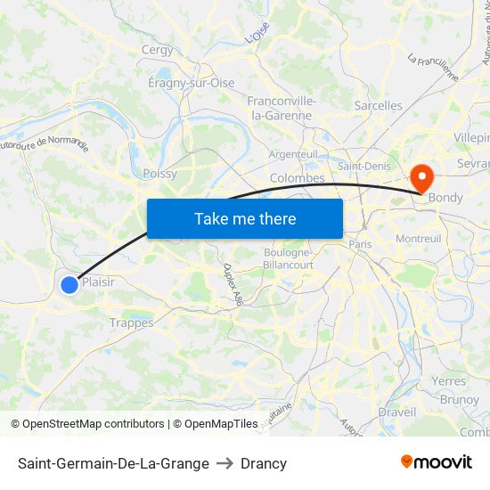 Saint-Germain-De-La-Grange to Drancy map